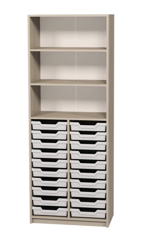 Шафа відкрита з полицями і пластиковими лотками (7703) АНШАР ГРУП 702х405х2115 мм.